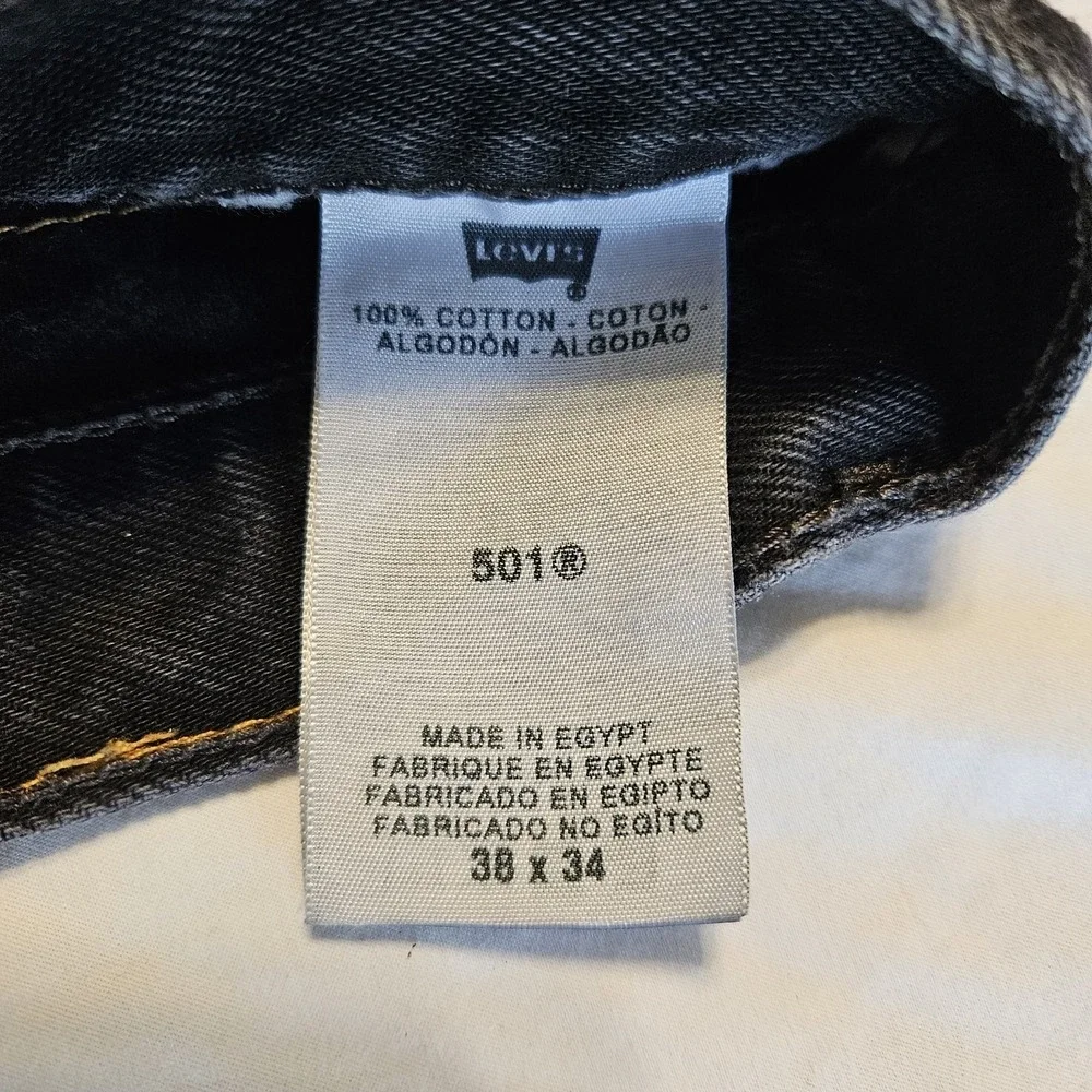 Vintage‎ Levis 501 Jeans Mens 38x34 Black Button Fly Y2k Denim Single Stitch